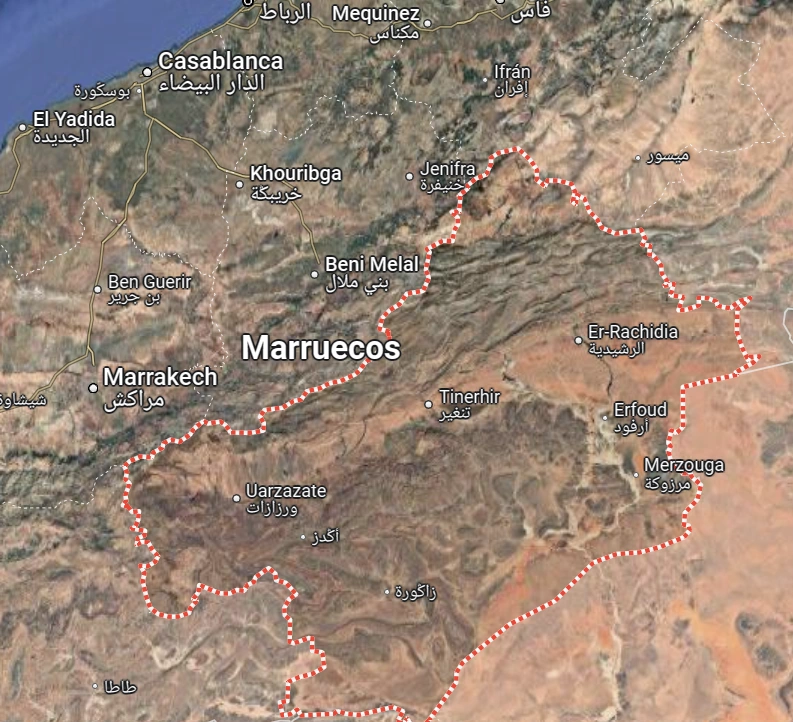 Mapa de destinos en Marruecos